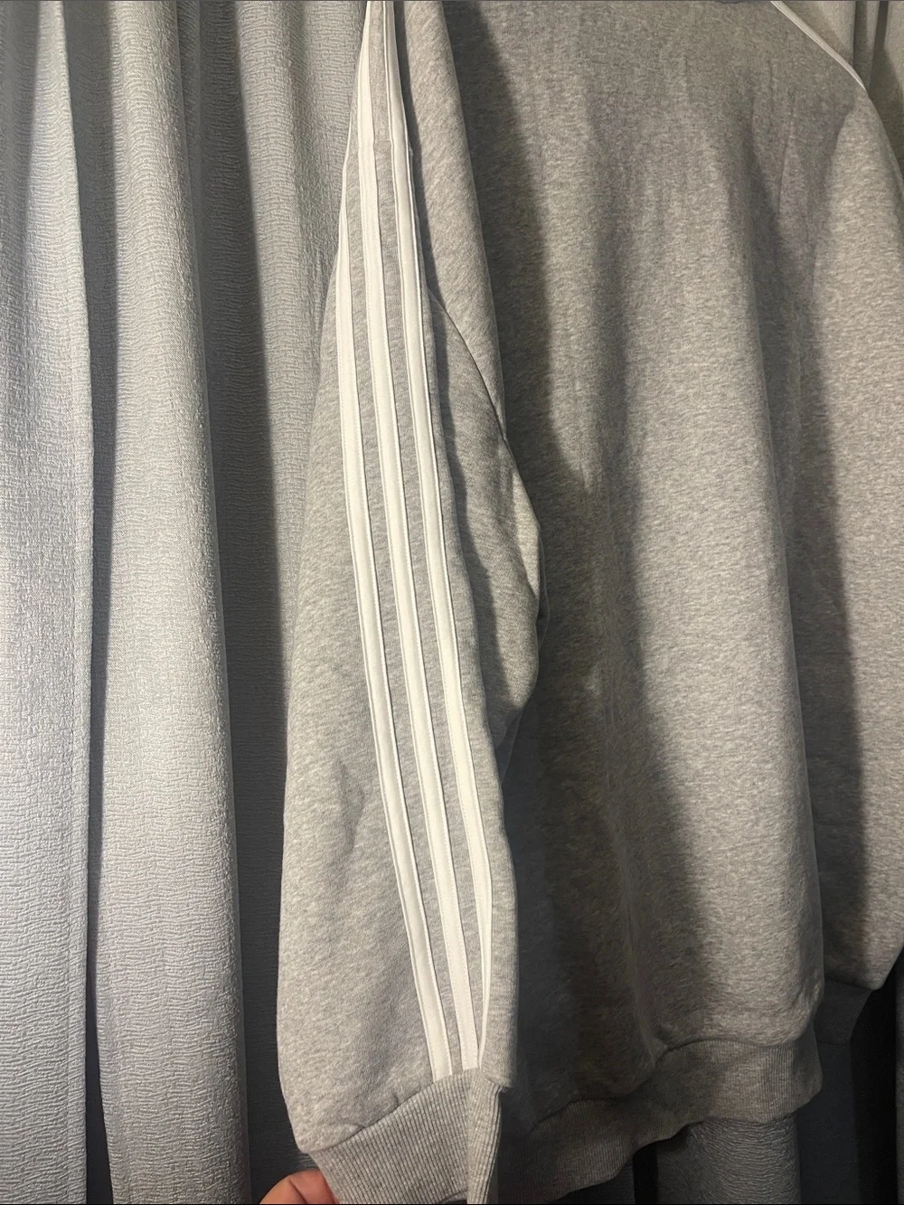 adidas Men’s Light Gray Crewneck Sweatshirt with White Stripes